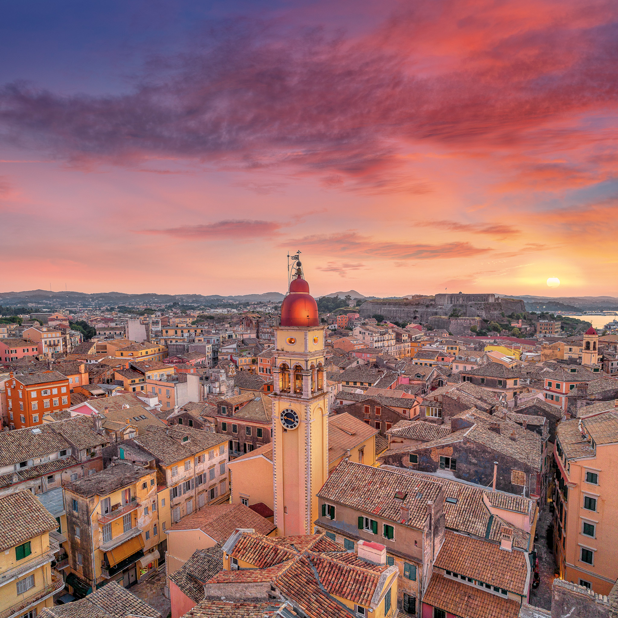 Saffron Sunset Over Corfu- Collection: Greece
