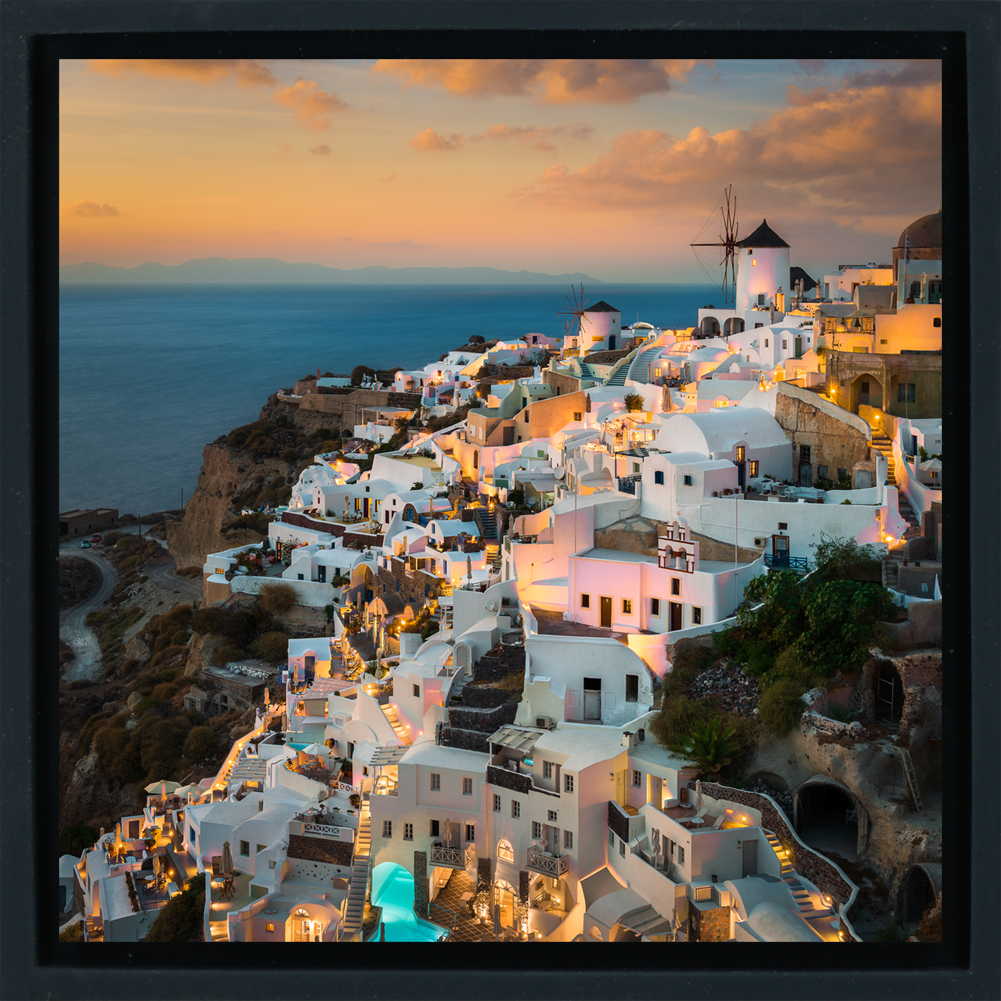 Sunset in Oia- Black Wrapp