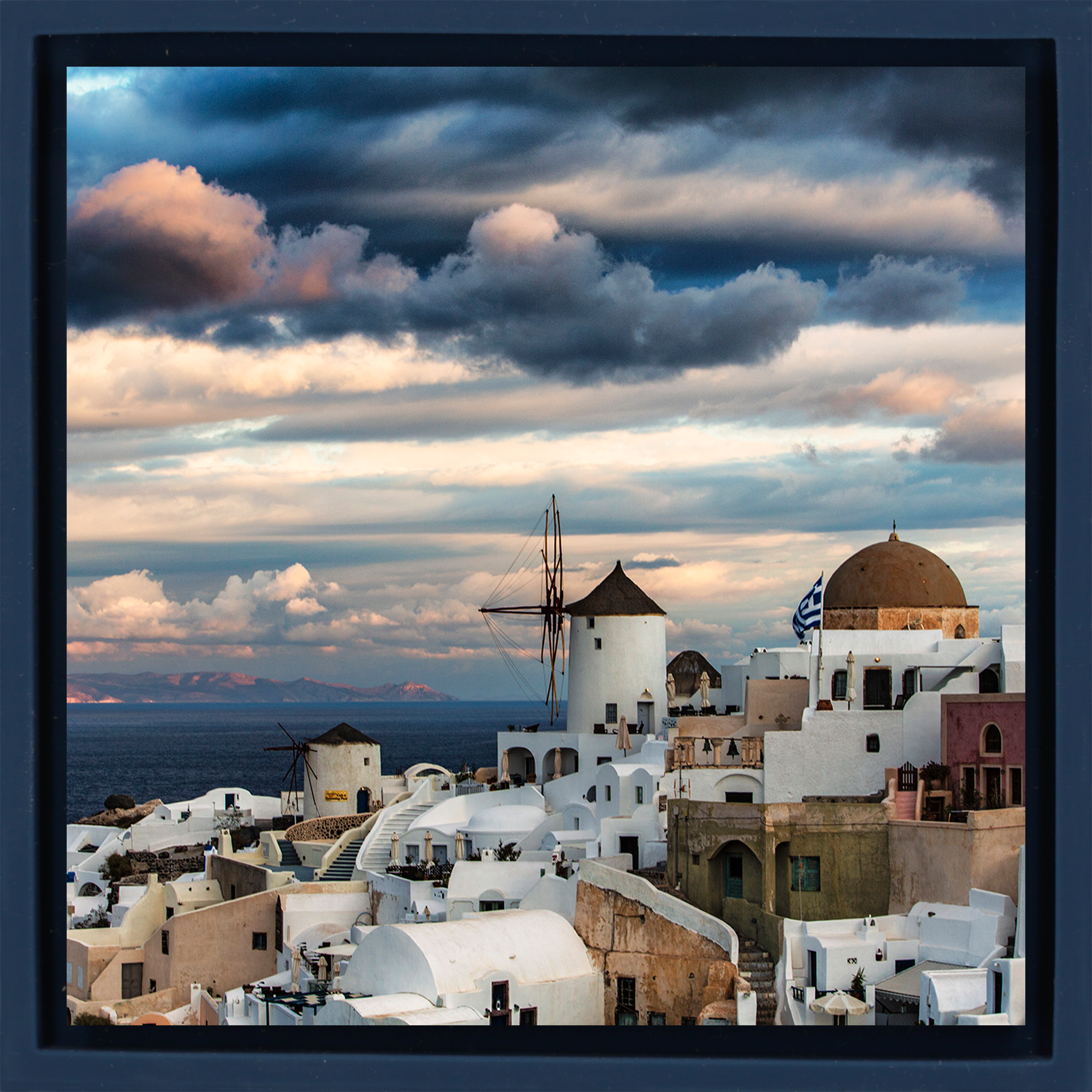 Sunset At Oia - Dark Blue Wrapp