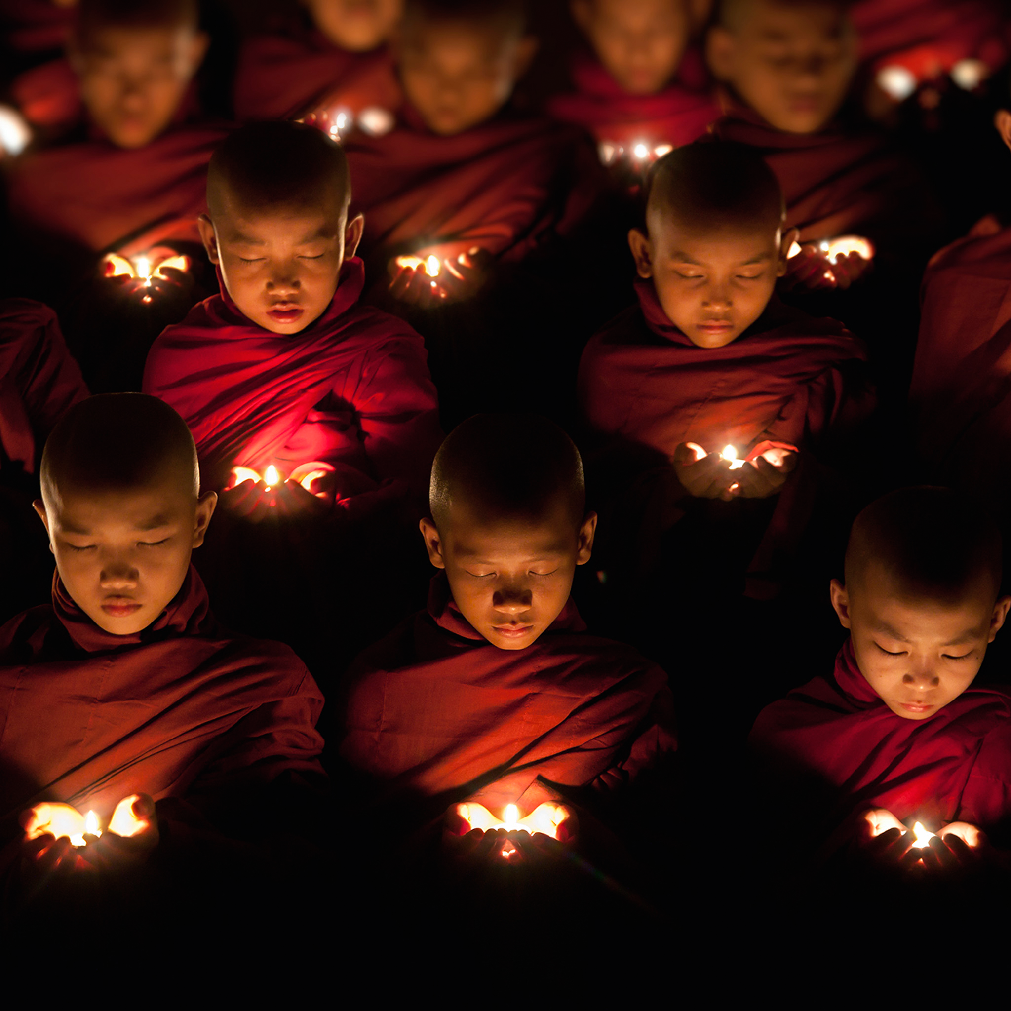 Young Monk Boys Praying - Collection: Myanmar