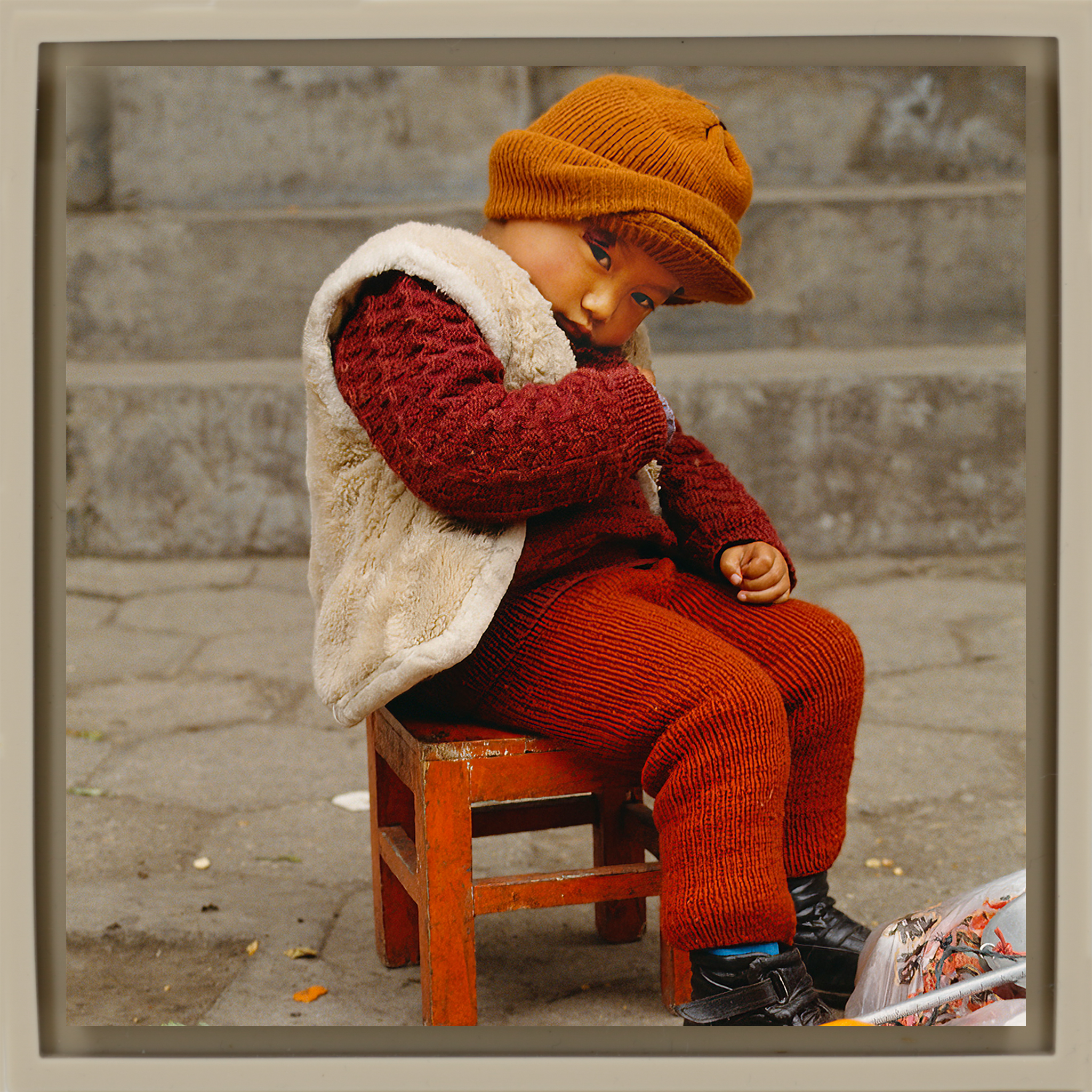 Oranges de la fille chinoise - Emballage sable