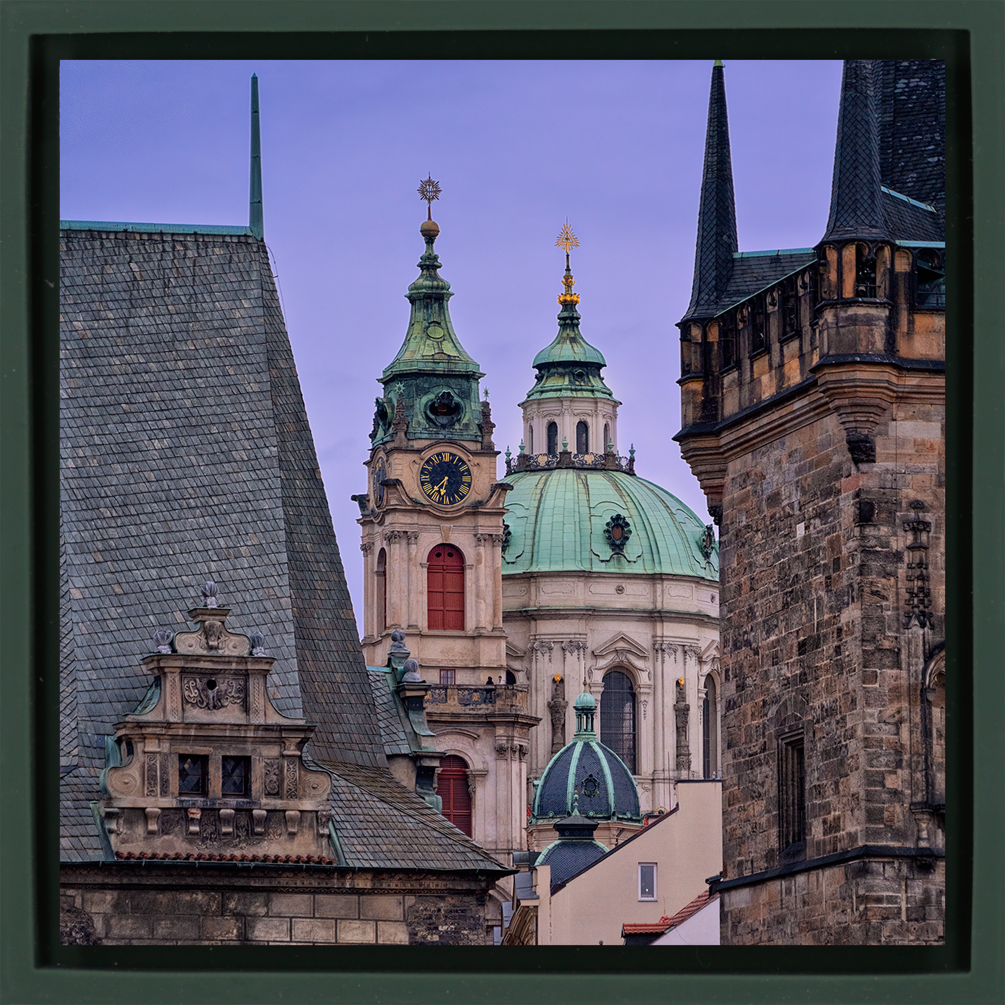 Prague Skyline- Dark Green Wrapp