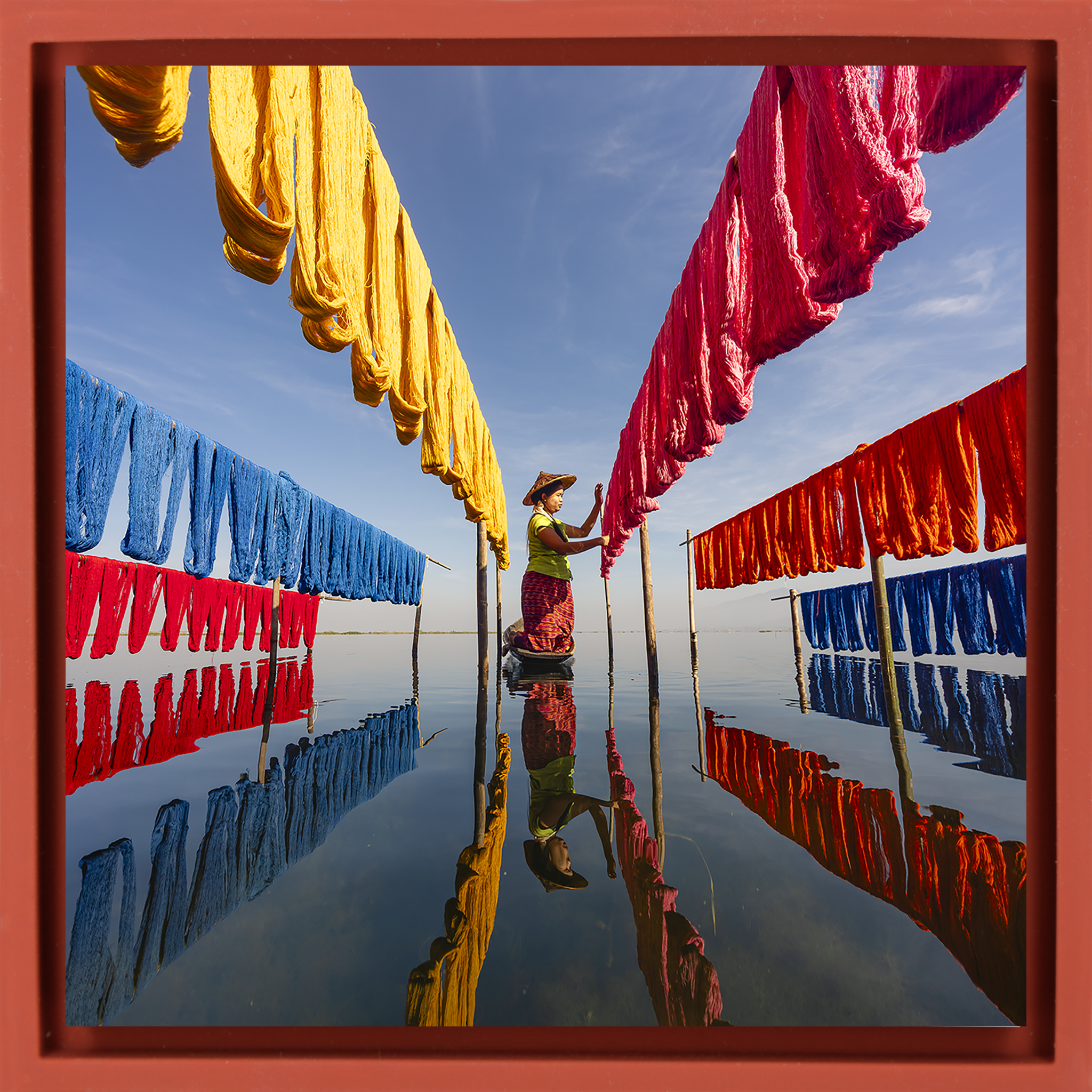 Drying Silk Inle Lake- Red Wrapp