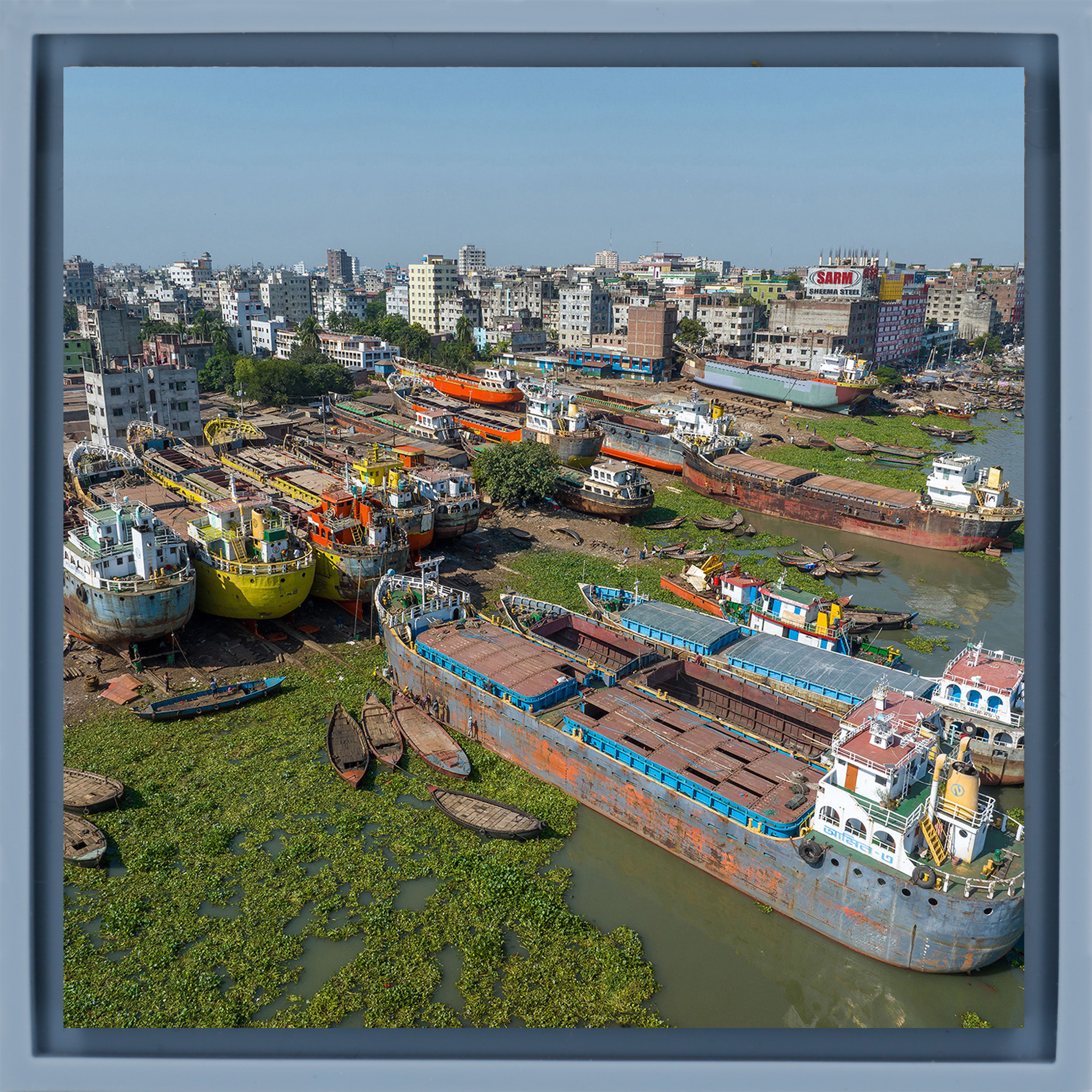 Shipyard in Dhaka City Center- Light Blue Wrapp