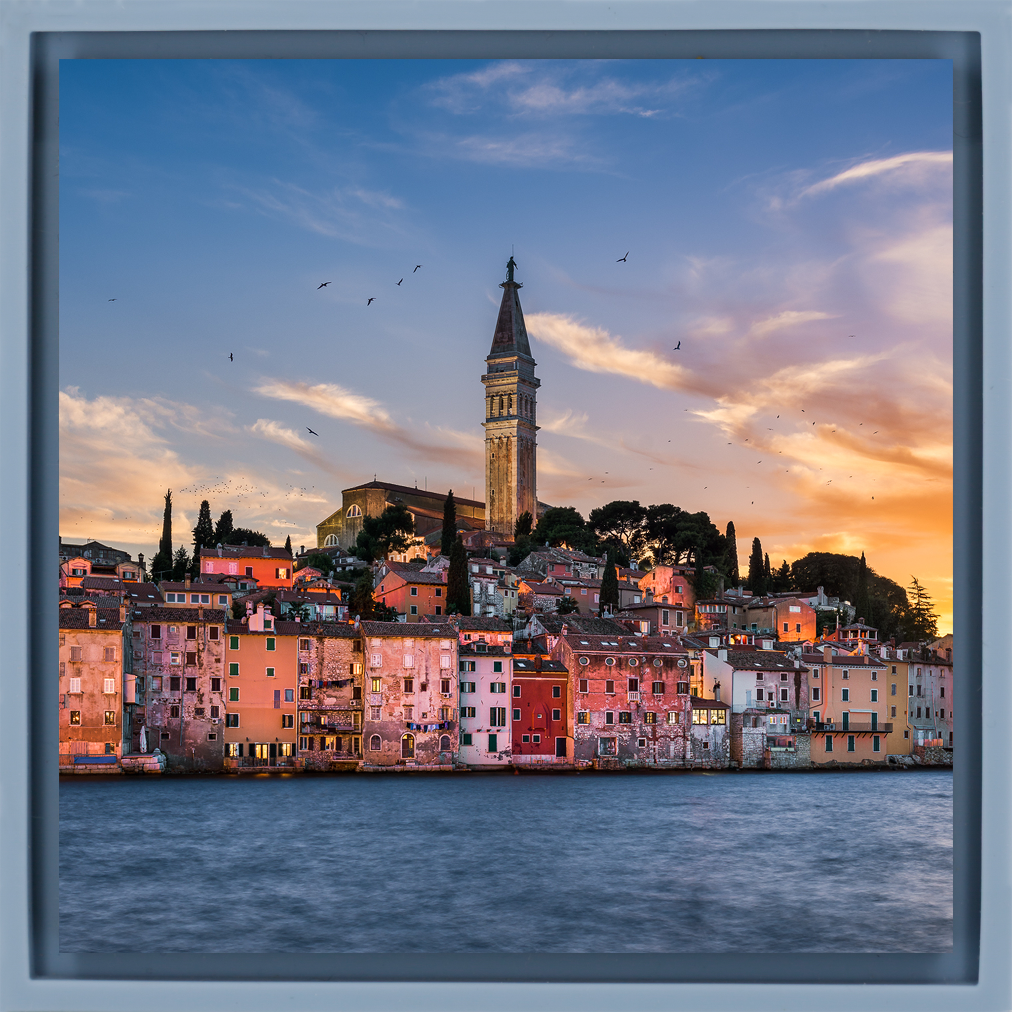 Sonnenuntergang in Rovinj – Hellblaue Verpackung