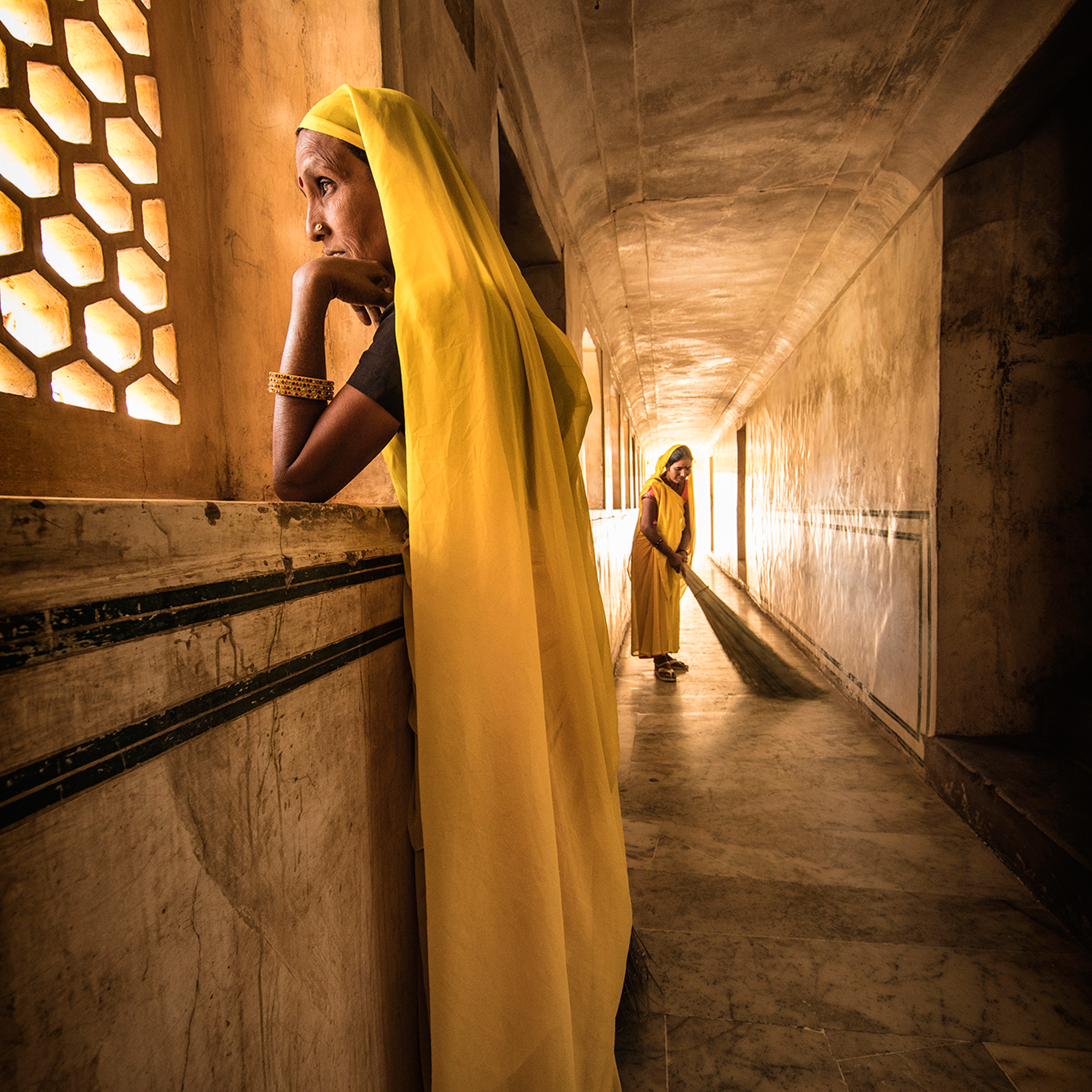 The Yellow Sweepers of Agra Fort- Collection: India