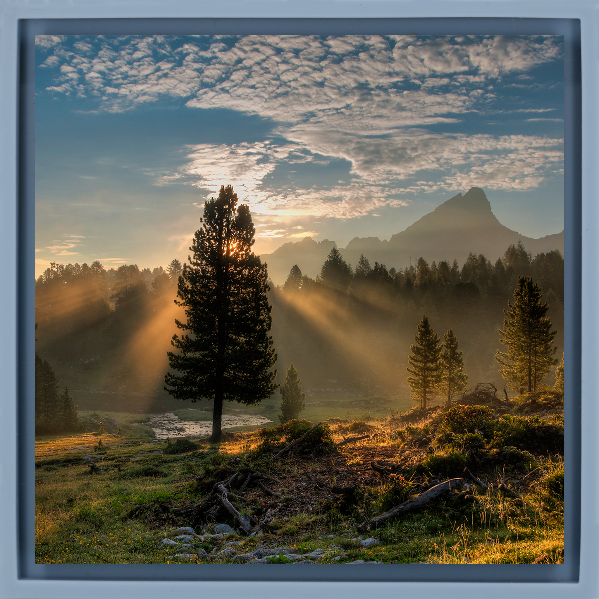 Dolomites Sunrise – Hellblaue Verpackung